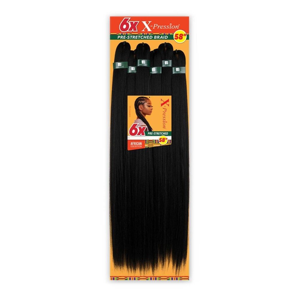 Sensationnel X-Pression Pre-Stretched Braids 6X Pack 58" 1 Jet Black Hair